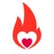 Fire flame, hot heart symbol