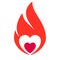 Fire flame, hot heart symbol