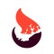 Fire flame, hot liquid icon, vector illustration