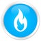 Fire flame icon premium cyan blue round button