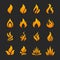 Fire flame icon set