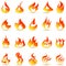 Fire flame icons set.