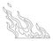 Fire flame line icon. Cartoon heat wildfire or bonfire, burn power fiery. Power light energy silhouette linear style