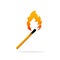 Fire flame match. Abstract flat icon on white background. Vector illustration design