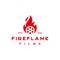 Fire flame on roll film for production house or movie institution logo design