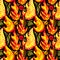 Fire flame seamless pattern.Textile ink brush strokes