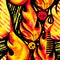 Fire flame seamless pattern.Textile ink brush strokes