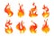 Fire flame, set. Hot flaming elements. Bonfire. Decorative elements. Icons