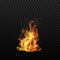 Fire flame. Sparks flame. Isolated background. Realistic fire. Vector illustration