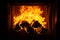 Fire flame texture. Logfire in fireplace. Abstract flames, Blaze fire for banner. Burning concept.