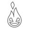 Fire flame thin line icon. Emoji flame vector illustration isolated on white. Smiling flame outline style design