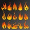 Fire Flame Transparent Icon Set