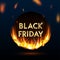 Fire flames Black Friday banner black