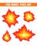 Fire flames pixel icons set.