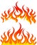 Fire flames vector set