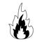 Fire flamme symbol black and white