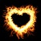 Fire frame on black background.Abstract heart. Digital illustration.