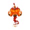 Fire Genie Coming Out of Lamp, Oriental Arabian Fairy Tale Cartoon Character Vector Illustration