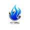 fire grill food and restaurant icon, Fire blue icon