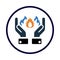 Fire, hand, burn, fire on hand icon