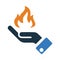 Fire, hand, burn, fire on hand icon