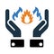 Fire, hand, burn, fire on hand icon