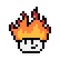 Fire-headed mushroom pixels. Pixel art vector illustration