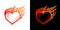 fire heart, burning heart, love and flame. Logo, sign, symbol