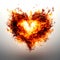 Fire heart isolated on white background. Flame symbol of love, intense emotions, passion. Gift for Valentine's Day