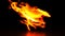 Fire horse running, seamless loop, against black 3d rendering