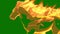 Fire Horse Runs Green Screen Close up 3D Rendering Animation