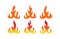 Fire hot burn icon set