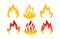 Fire hot burn icons set