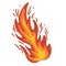 Fire. Hot flame symbol. Burning, blazing fire icon. Heat danger and caution sign. Abstract simple campfire pictogram. Flammable