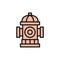 Fire hydrant, firefighting equipment flat color line icon.