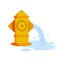 Fire hydrant. Flat cartoon illustration. Yellow icon of fire fighting tool.