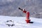 Fire hydrant in the snowy helipad, Italy.