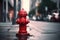 A fire hydrant soft-focus urban landscape in the background, AI