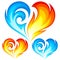 Fire and Ice vector hearts. Symbol of love