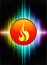 Fire Icon Button on Abstract Spectrum Background