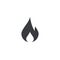 Fire icon. Fire shape. Vector icon. Flame symbol. Burn sign. Trend button. Element for design interface mobile app or website