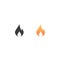 Fire icon. Fire shape. Vector icon. Flame symbol. Burn sign. Trend button. Element for design interface mobile app or website