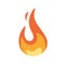Fire icon. Hot burning flame. Heat and blaze sign. Fiery light. Flammable warning symbol, pictogram. Orange and yellow