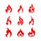 Fire icon red color. Symbol or emblem. vector