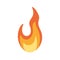 Fire icon. Simple burning flame. Hot flammable caution sign. Heat, inflammable, explosive warning symbol. Bright