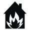 Fire insurance, house, black vector icon