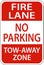 Fire Lane No Parking Tow Away Zone Sign On White Background