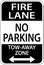 Fire Lane No Parking Tow Away Zone Sign On White Background