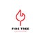 Fire leaf simple logo design monoline vector illustration
