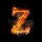 Fire letter Z of burning flame light